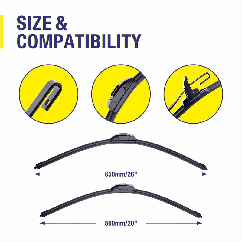 5PLUS 3 Wipers 26"/20"/16" Replacement For Dodge Grand Caravan 2019-2008, 26 Inch+20 Inch Windshield Wiper Blades with 16 Inch Rear Wiper Blade-Original Factory Quality - Image 2